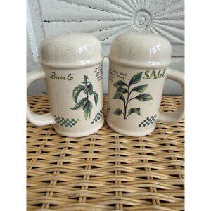 Vintage 90's Treasure Craft "Susan Zulauf" Herb Salt and Pepper Shakers.